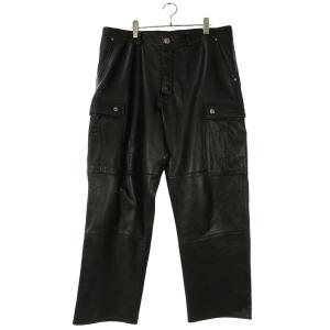 クロムハーツ 36インチ DEVIL DOG LTHR クロスボタンレザーロングパンツ 中古 FK04