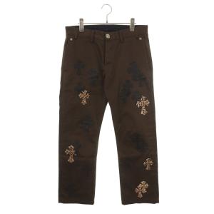 クロムハーツ サイズ:32インチ CHINOS CEM CRS PTCH クロスパッチ付きレザー切替チノロングパンツ 中古 SS07