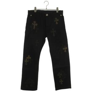 クロムハーツ ロングパンツ 32インチ CHINOS CEM CRS PTCH クロスパッチ付きレザー切替チノロングパンツ 中古 OK15