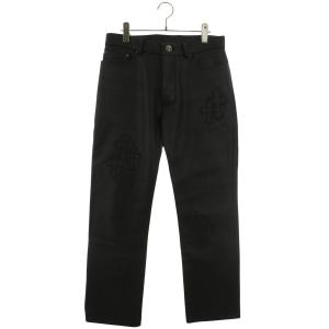 クロムハーツ ロングパンツ 31インチ JEAN STRTLG LTHR クロスパッチ付きレザーロングパンツ 中古 SJ02