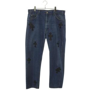クロムハーツ ロングパンツ サイズ:36inch U VNTG JEAN BLU ORNG TAB クロスパッチ付きウォッシュド505デニムパンツ 中古 GZ11