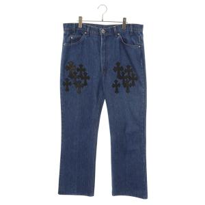 クロムハーツ サイズ:38インチ U VNTG JEAN BLU ORNG TAB 517 クロスパッチ付きウォッシュド517デニムロングパンツ 中古 SS07