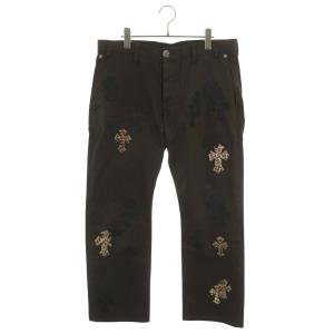 クロムハーツ 34インチ CHINOS CEM CRS PTCH クロスパッチ付きレザー切替チノロングパンツ 中古 SJ02