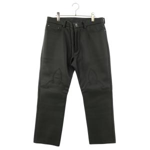 クロムハーツ サイズ:36インチ LTHR PANTS クロスボールボタンフレアニーレザーロングパンツ 中古 SJ02