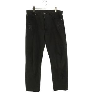 クロムハーツ サイズ:32インチ U VNTG JEAN BLK RED TAB クロスパッチ付きウォッシュド501デニムパンツ 中古 SJ02