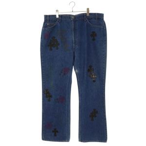 クロムハーツ 38インチ U VNTG JEAN MATTY BOYペイントアリゲーターパッチデニムパンツ 中古 SJ02