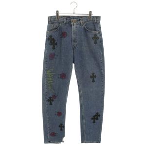 クロムハーツ サイズ:31インチ U VNTG JEAN BLU ORNG TAB 505 MATTYBOYペイントクロスパッチ付き505デニムパンツ 中古 GZ11