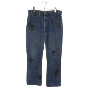 クロムハーツ サイズ:32インチ U VNTG JEAN BLU ORNG TAB クロスパッチ付きウォッシュド517デニムパンツ 中古 OS06