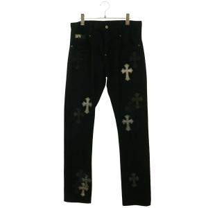 クロムハーツ 30インチ カスタムクロスパッチ付きデニムパンツ 中古 SJ02