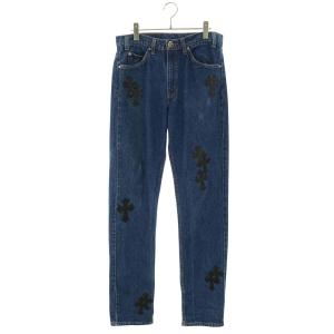 クロムハーツ 30インチ U VNTG JEAN BLU ORNG TAB 505 クロスパッチ付きデニムパンツ 中古 SJ02