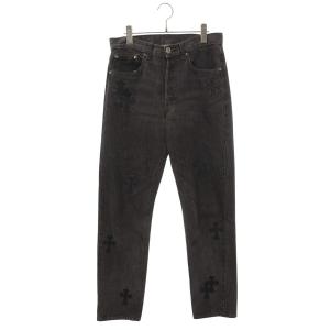 クロムハーツ 29インチ U VNTG JEAN BLK RED TAB クロスパッチ付きデニムパンツ 中古 SJ02