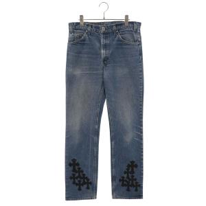 クロムハーツ 33インチ U VNTG JEAN BLU ORNG TAB クロスパッチ付きウォッシュド517デニムパンツ 中古 SJ02