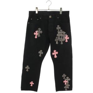 クロムハーツ サイズ:36インチ JEAN SL FLEURKNEE クロスパッチ付きフレアニーステッチデニムパンツ 中古 OK15