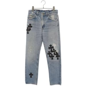 クロムハーツ サイズ:28インチ U VNTG JEAN BLU ORNG TAB クロスパッチ付きウォッシュド505デニムパンツ 中古 SS07