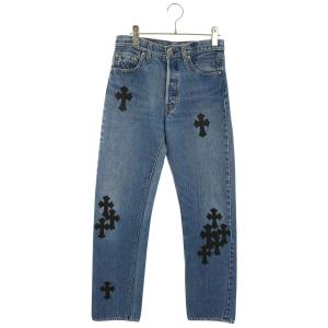 クロムハーツ サイズ:29インチ U VNTG JEAN BLU RED TAB クロスパッチ付きウォッシュド501デニムパンツ 中古 SJ02