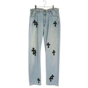 クロムハーツ リーバイス サイズ:34インチ U VNTG JEAN BLU ORNG TAB 505 クロスパッチ付きウォッシュド505デニムパンツ 中古 SJ02