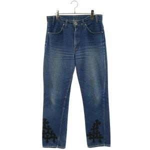 クロムハーツ サイズ:33インチ U VNTG JEAN BLU ORNG TAB 517 クロスパッチ付きウォッシュド517デニムパンツ 中古 SJ02
