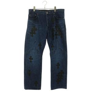 クロムハーツ サイズ:36インチ JEAN SL FLEURKNEE クロスパッチ付きフレアニーデニムパンツ 中古 OK15