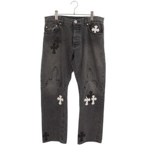 クロムハーツ サイズ:34inch JEAN SL FLEURKNEE クロスパッチ付きフレアニーデニムパンツ 中古 OK15