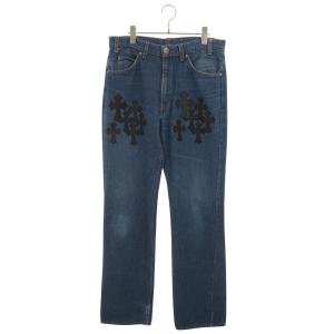 クロムハーツ リーバイス サイズ:34インチ U VNTG JEAN BLU ORNG TAB クロスパッチ付きウォッシュド 517 フレアデニムパンツ 中古 OS06