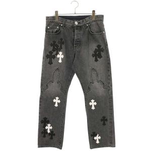 クロムハーツ サイズ:32inch JEAN SL FLEURKNEE クロスパッチ付きフレアニーデニムパンツデニムパンツ 中古 SJ02