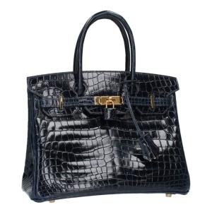 エルメス ハンドバッグ バーキン30 B刻印 G金具ニロティカスリセブルーバルティックハンドバッグ 中古 GZ14