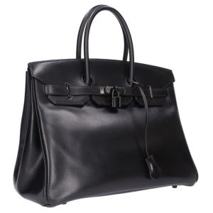 エルメス ハンドバッグ バーキン35 モノクローム □O刻印 ソーブラック ボックスカーフハンドバッグ 中古 GZ14