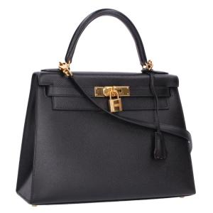 エルメス ハンドバッグ ケリー28 Y刻印 G金具 エプソン ブラックハンドバッグ 中古 SS13