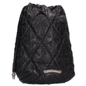 クロムハーツ DRW STRNG SACK CRS PATCH セメタリーパッチドローストリングサックレザー巾着ハンドバッグ 中古 NO05