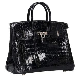 エルメス サイズ:25 バーキン25 □K刻印 クロコSV金具ニロティカスリセハンドバッグ 中古 GZ14