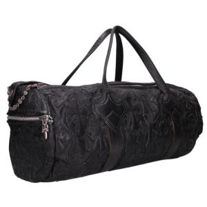 クロムハーツ DUFFLE GYM BAG-CEME セメタリークロスパッチダガージップレザーボストンバッグ 中古 SJ02