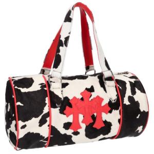クロムハーツ DUFFLE BAG MINI クロスパッチ付きハラコボストンバッグ 中古 SJ02