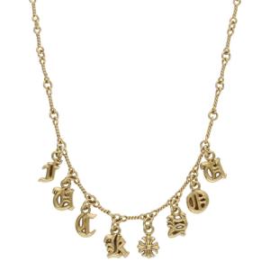 クロムハーツ サイズ:18inch 22K NECKCHAIN T18 ツイストチェーン18inch アルファベットチャームゴールドネックレス 中古 SJ02