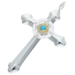 goro's（ゴローズ） 金縄ターコイズホイール付きクロス ペンダント