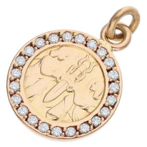 クロムハーツ 22K CHRM ANGL MDL P D エンジェルメダルチャーム PAVEダイヤ ゴールドネックレストップ 中古 HJ12