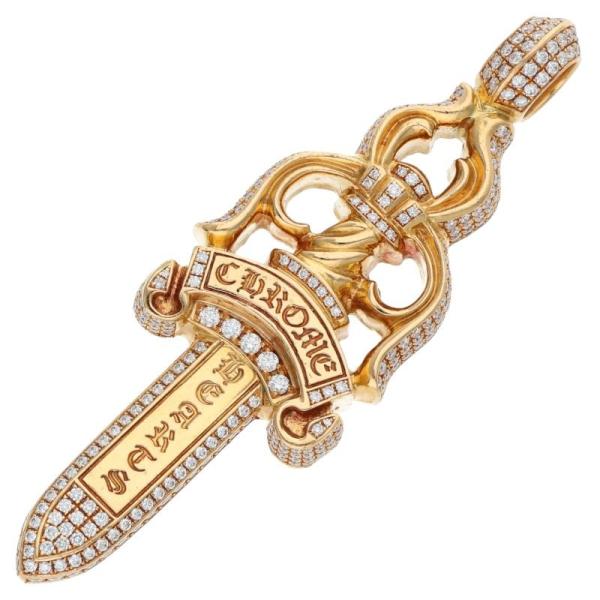 クロムハーツ ネックレストップ 22K LARGE DAGGER P D ラージダガー PAVEダイ...