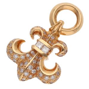 クロムハーツ 22K BS FLUER CHARM P D BSフレアチャーム PAVEダイヤ ゴールドネックレストップ 中古 SJ02