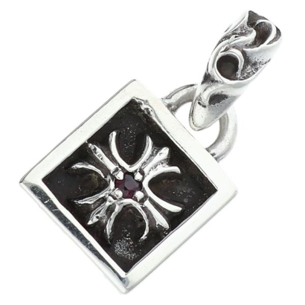 クロムハーツ ネックレストップ FRAMED CH PLUS 1RUBY フレームドCHプラス 1ル...