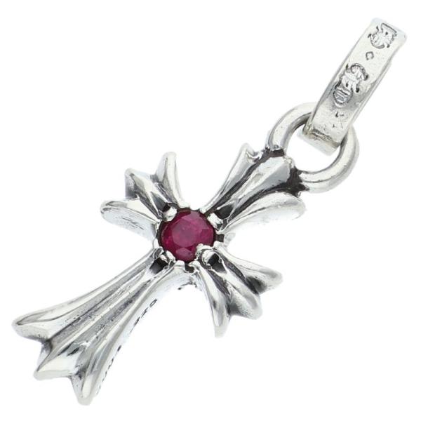 クロムハーツ CRS BBYFAT RUBY ベイビーファット 1ルビー チャーム シルバーネックレ...