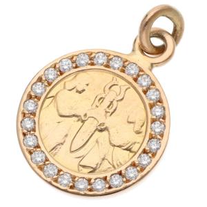 クロムハーツ ネックレストップ 22K CHRM ANGL MDL P D エンジェルメダルチャーム PAVEダイヤ ゴールドネックレストップ 中古 OK15