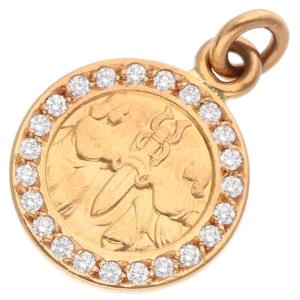 クロムハーツ ネックレストップ 22K CHRM ANGL MDL P D エンジェルメダルチャーム PAVEダイヤ ゴールドネックレストップ 中古 SJ02