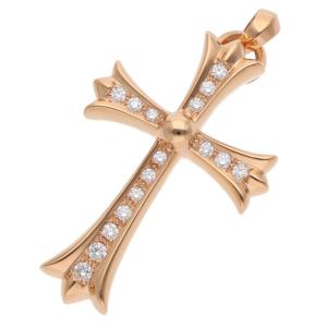 クロムハーツ ネックレストップ 22K CH CRS LGP D ラージCHクロス PAVEダイヤ ゴールドネックレストップ 中古 SS07