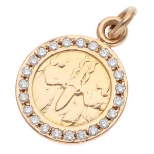 クロムハーツ ネックレストップ 22K CHRM ANGL MDL P D エンジェルメダルチャーム PAVEダイヤ ゴールドネックレストップ 中古 GZ11