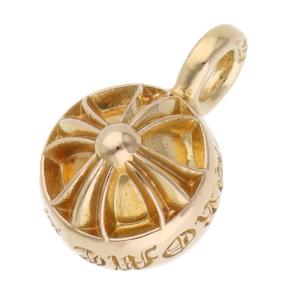クロムハーツ 22K BANDED PLUS BEAD MD バンデッドプラスビーズミディアム ゴールドネックレストップ 中古 SJ02