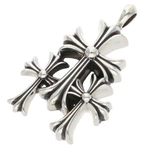 クロムハーツ ネックレストップ 3 CH CRS SML トリプルCHクロススモール シルバーネックレストップ 中古 GZ11