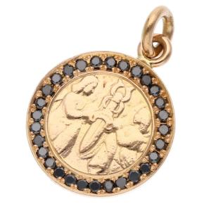 クロムハーツ ネックレストップ 22K CHRM ANGL MDL エンジェルメダルチャーム アフターブラックダイヤ ゴールドネックレストップ 中古 SS07