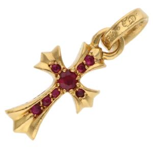 クロムハーツ ネックレストップ 22K CRS BBYFAT P RUBY ベイビーファット PAVEルビー チャーム ゴールドネックレストップ 中古 SS07