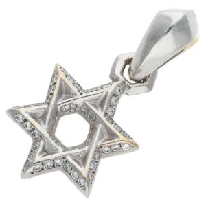 クロムハーツ ネックレストップ 18K STR OF DAVID PD スターオブダビデチャーム PAVEダイヤ ホワイトゴールドネックレストップ 中古 GZ11