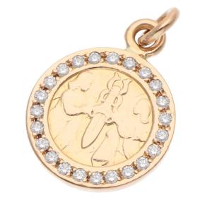 クロムハーツ ネックレストップ 22K CHRM ANGL MDL P D エンジェルメダルチャーム PAVEダイヤ ゴールドネックレストップ 中古 OS06