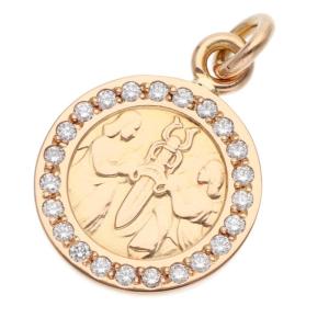 クロムハーツ ネックレストップ 22K CHRM ANGL MDL エンジェルメダルチャーム PAVEダイヤ ゴールドネックレストップ 中古 OK15